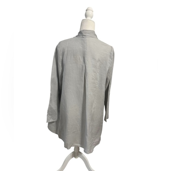 Saks Fifth Avenue 100% Linen Light Gray Women's Open Front Waterfall Cardigan S - Picture 4 of 10
